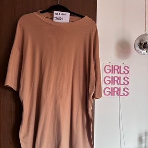 Dressed in lala ribbed playsuit in beige